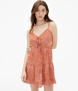 Floral V-Neck Keyhole A-Line Dress | Aeropostale