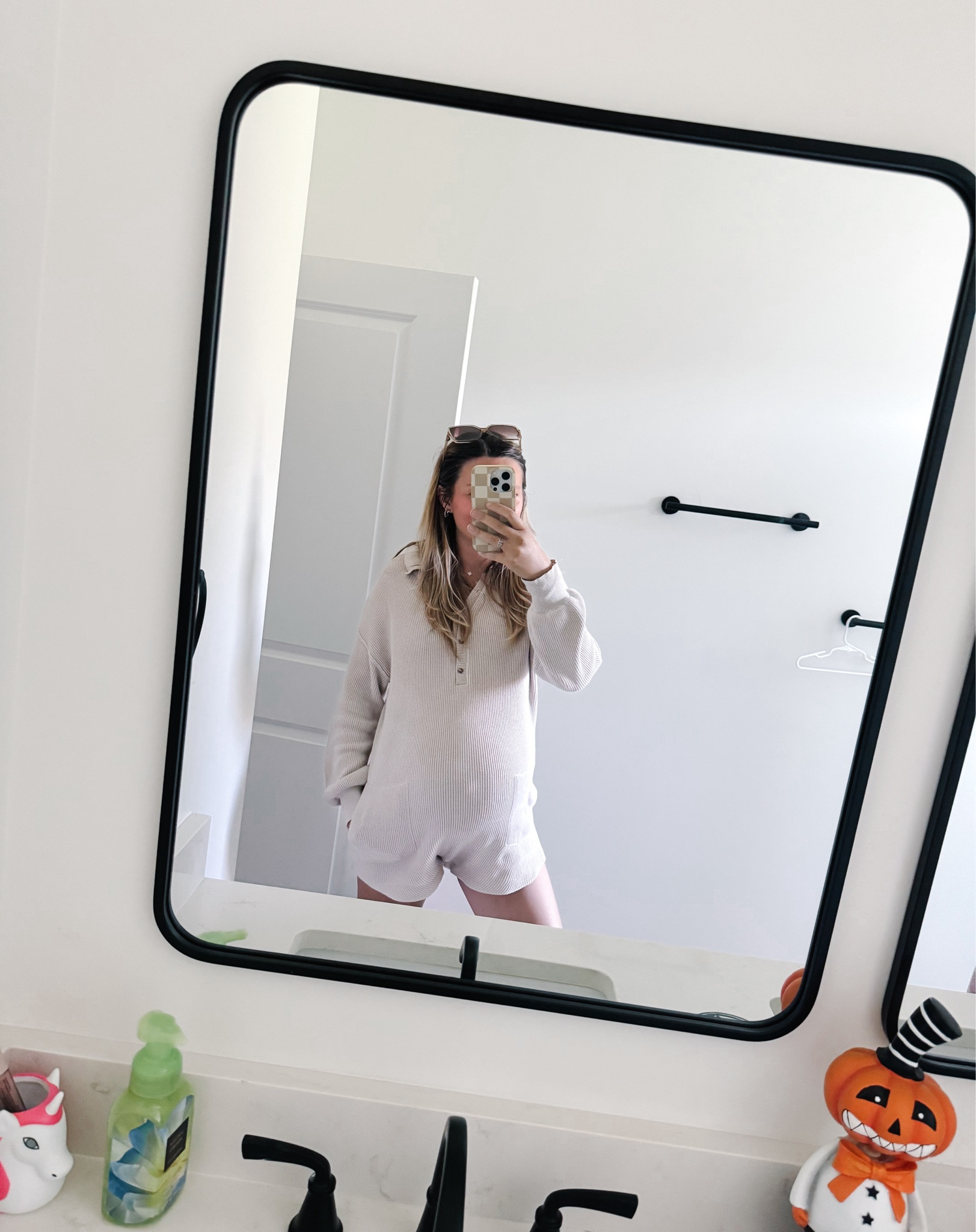 Maternity outfit for the fall! Amazon maternity outfit. Pregnancy outfit. Maternity romper. Fall bump outfit  

#LTKBump #LTKFindsUnder50 #LTKFamily