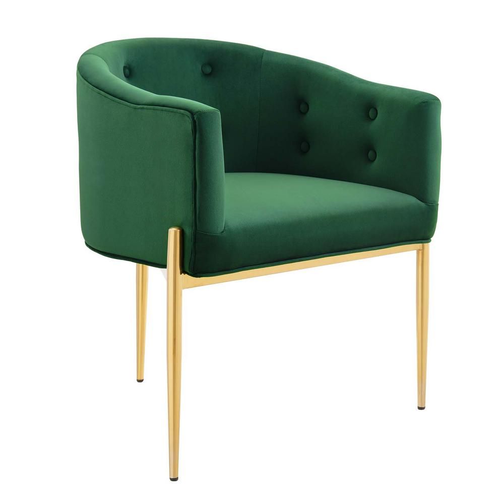 Modway Savour Emerald Tufted Performance Velvet Accent Chair, Green | The Home Depot