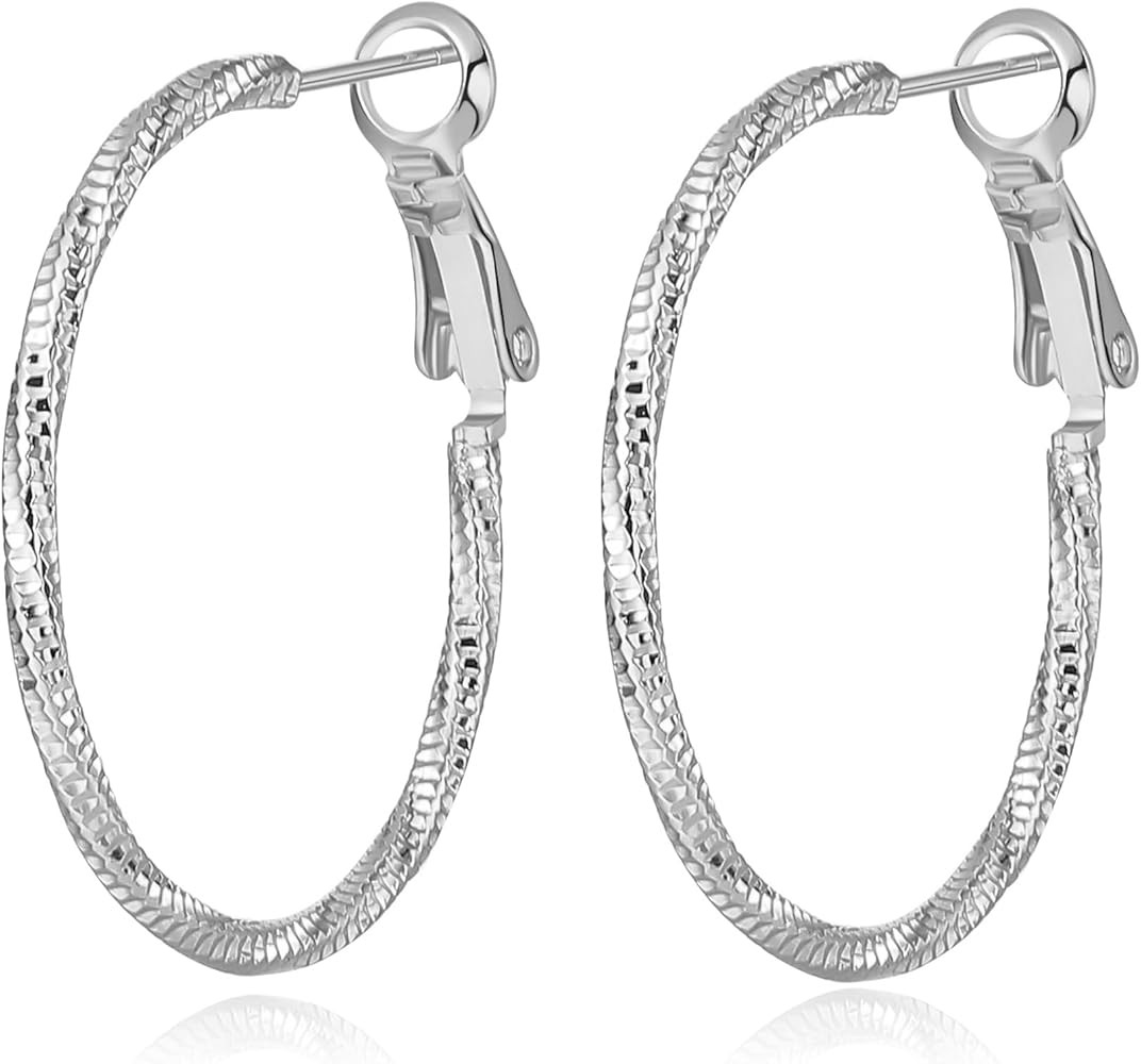 DAILY VIBES Thin Big Gold Hoop Earrings for Women Dainty 925 Sterling Silver Post Loop 14k Gold P... | Amazon (US)