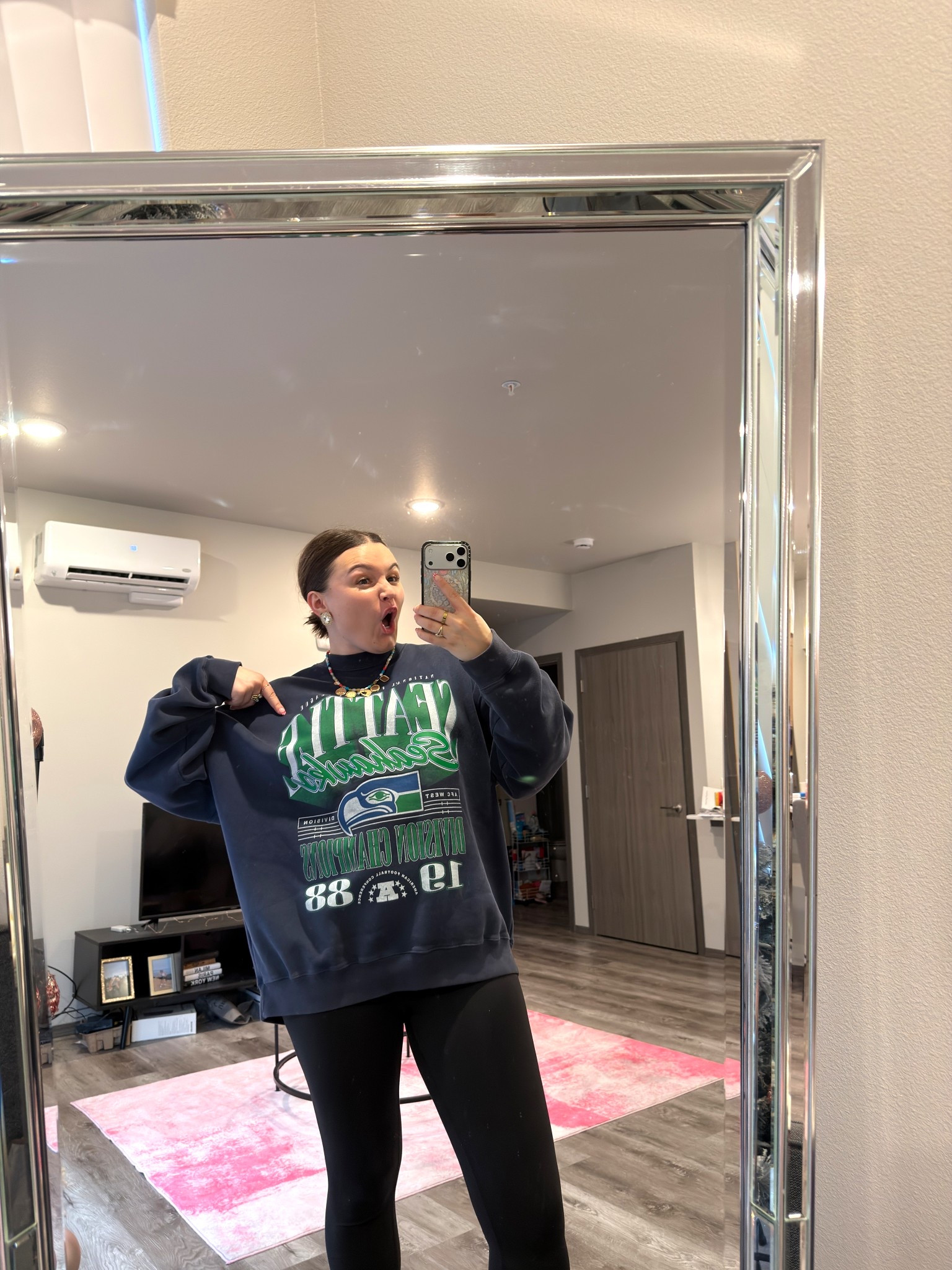 Super Bowl Sunday outfit!! Best sweatshirt for our new fans 💙💚

I’m wearing a men’s XL

#LTKdayinmylife #LTKootd #LTKMidsize