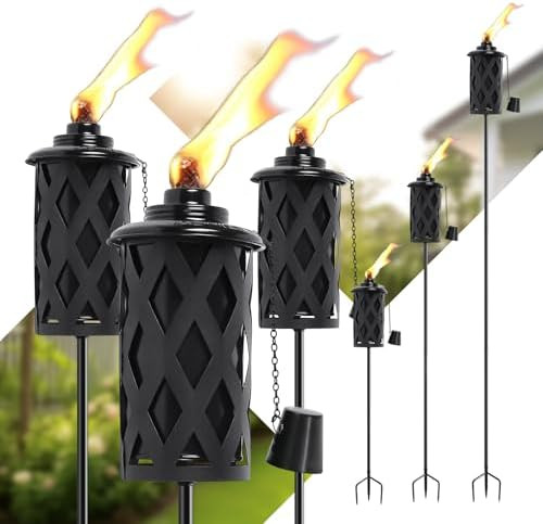Citronella Torches for Outside Set of 6, Black16 Oz Outdoor Garden Torches with 3-Prong Grounded ... | Amazon (US)