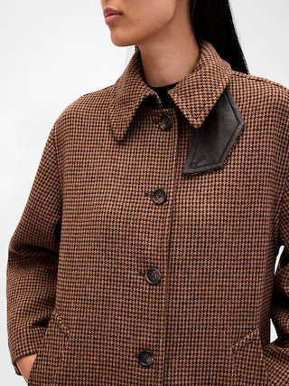 Wool-Blend Houndstooth Car Coat | Gap (US)