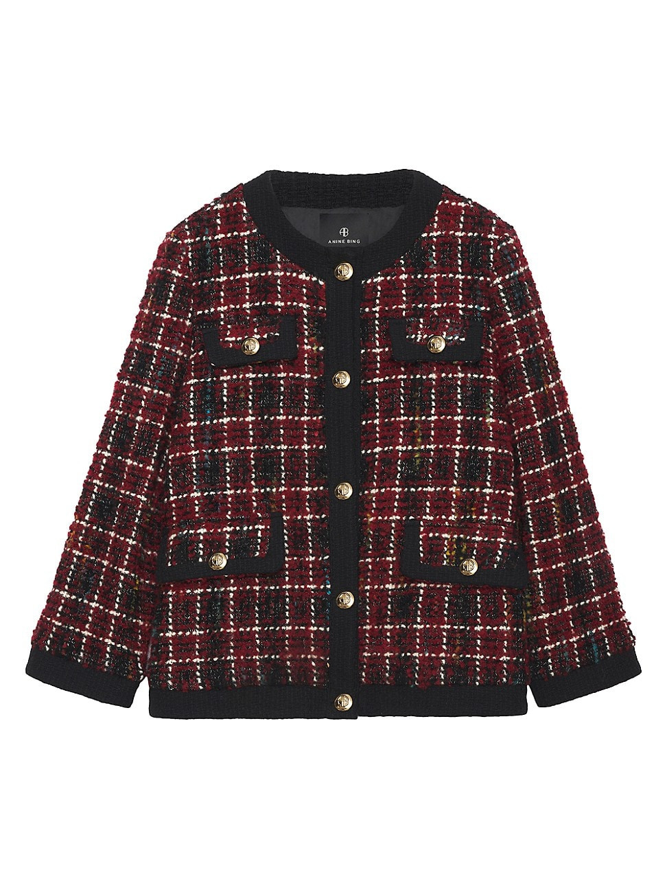 Women's Lydia Wool-Blend Plaid Jacket - Cherry Plaid - Size Large | Saks Fifth Avenue
