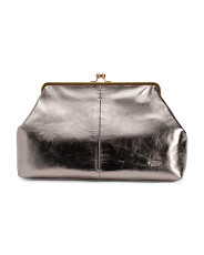 Leather Oversized Kiss Lock Clutch | Marshalls