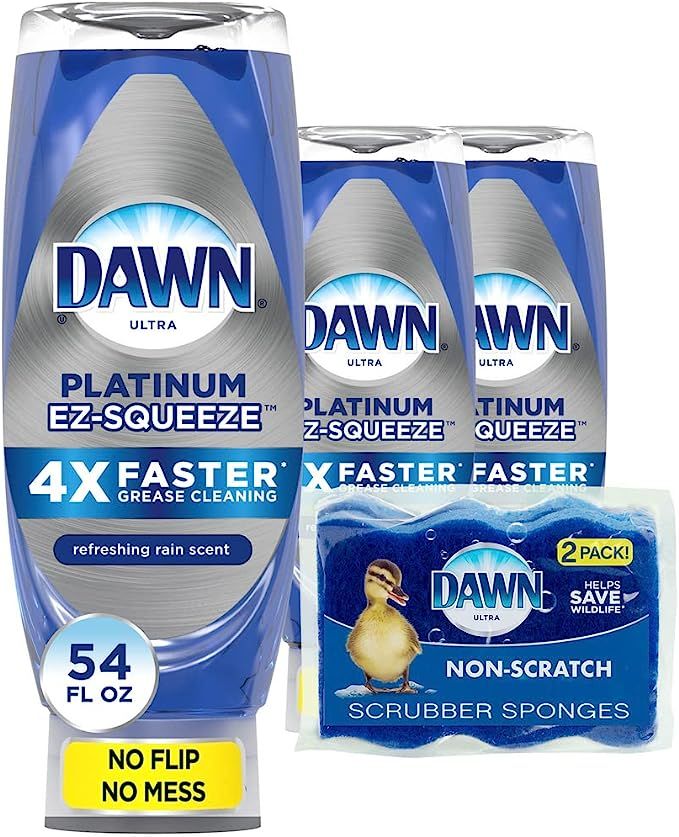 Dawn Dish Soap EZ-Squeeze Platinum Dishwashing Liquid + Non-Scratch Sponges for Dishes, Refreshin... | Amazon (US)