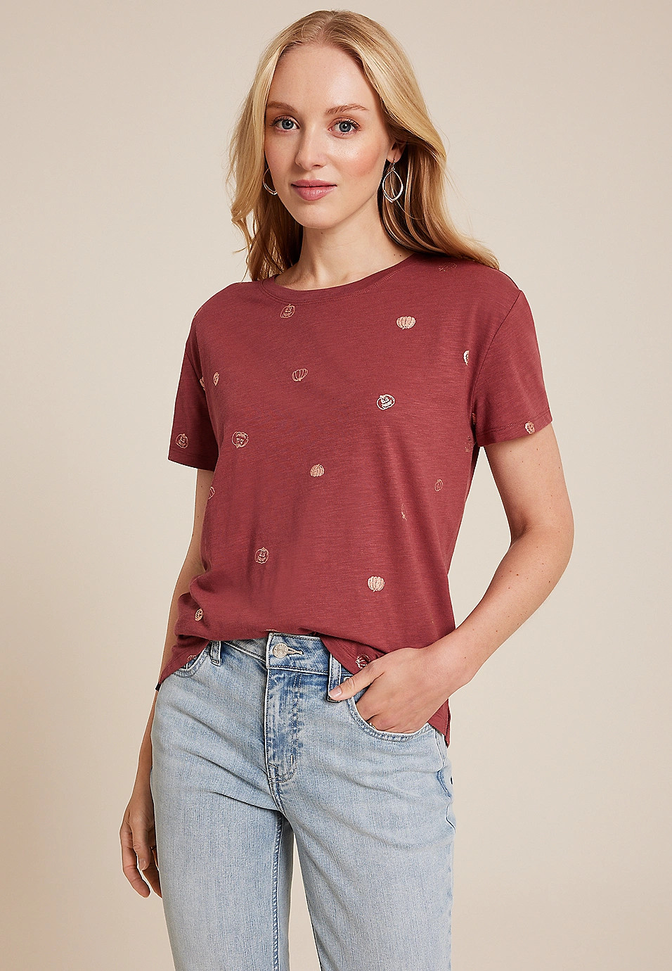 24/7 Dawson Pumpkin Crew Neck Tee | Maurices
