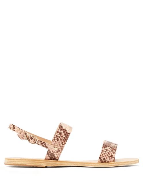 Ancient Greek Sandals - Clio Snake-effect Leather Sandals - Womens - Pink Multi | Matches (US)