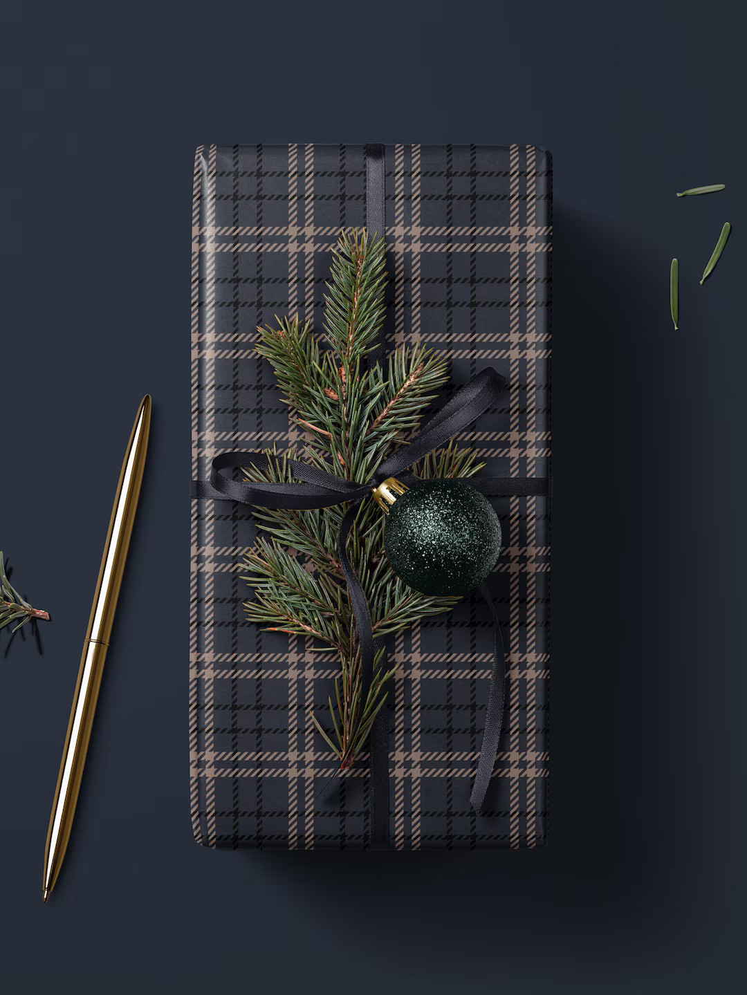 Classic Blue Plaid Wrapping Paper Traditional Gift Wrap Christmas Present Masculine Gift Wrapping... | Etsy (US)