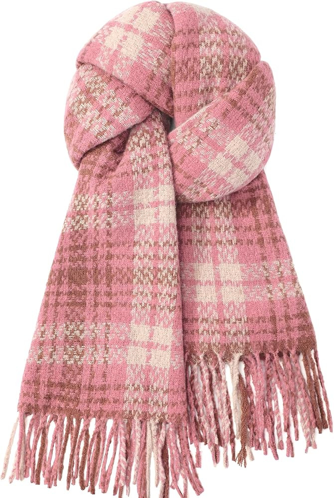 DOFOWORK Winter Scarf for Women - Womens Scarves for Cold Weather, Plaid Soft Tassel Wrap Blanket... | Amazon (US)