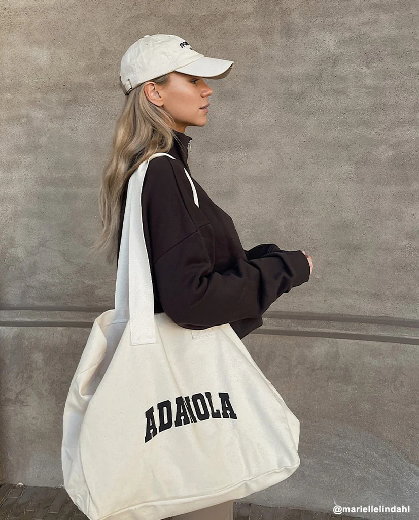 Varsity Tote Bag - Cream/Black | Adanola UK