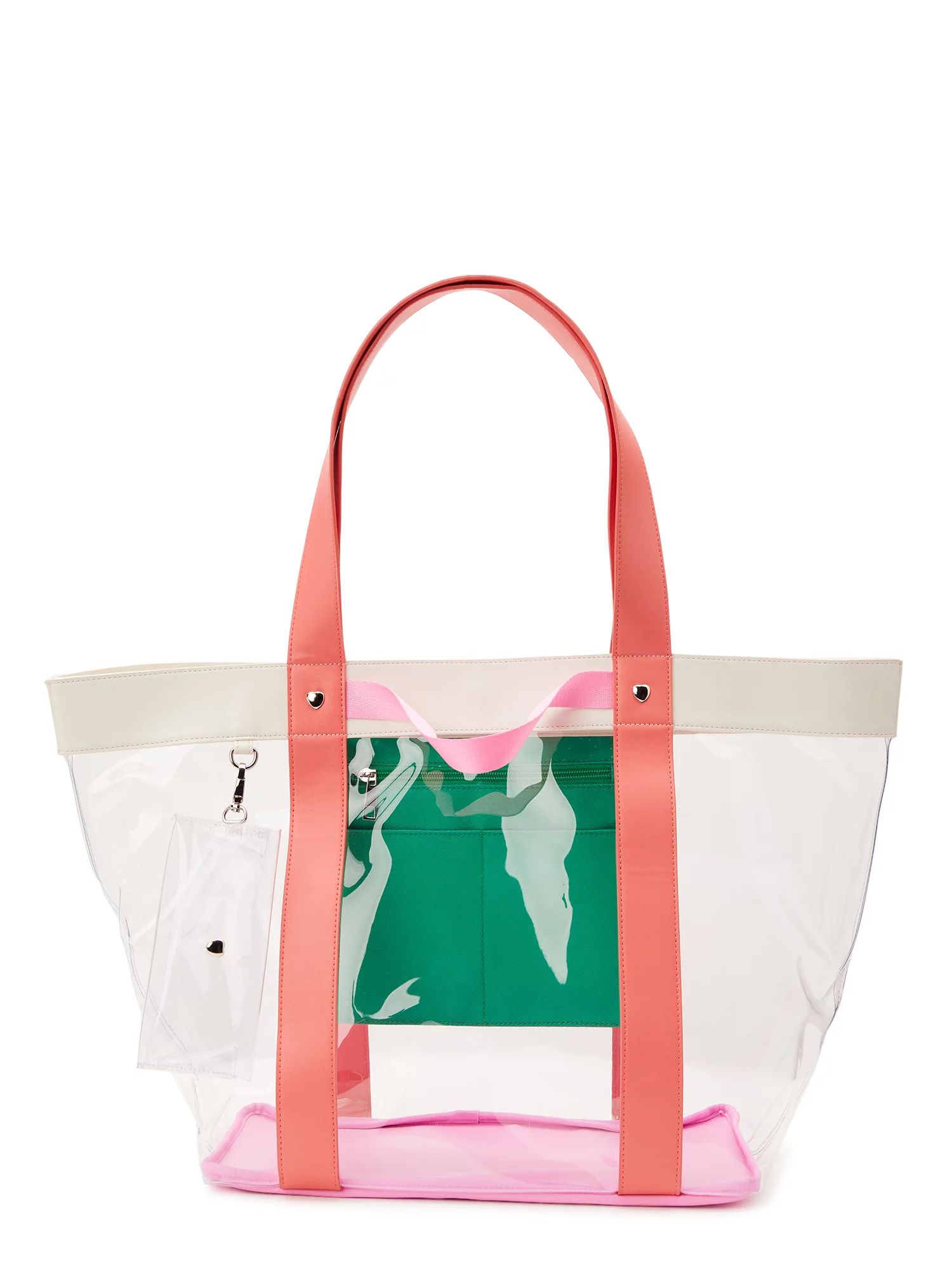 No Boundaries Women's Vinyl Beach Tote with Removable Glasses Case, Multi-Color | Walmart (US)