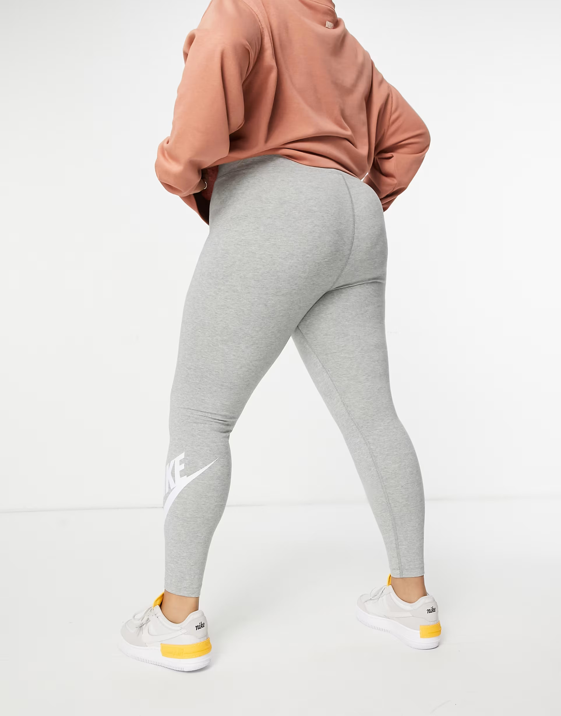 Nike Plus essential leggings in gray with futura logo print | ASOS (Global)
