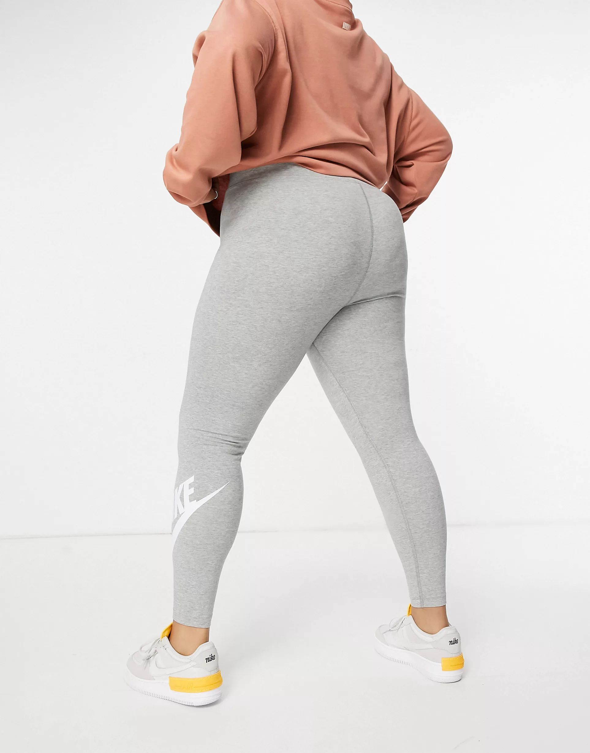 Nike Plus essential leggings in gray with futura logo print | ASOS (Global)