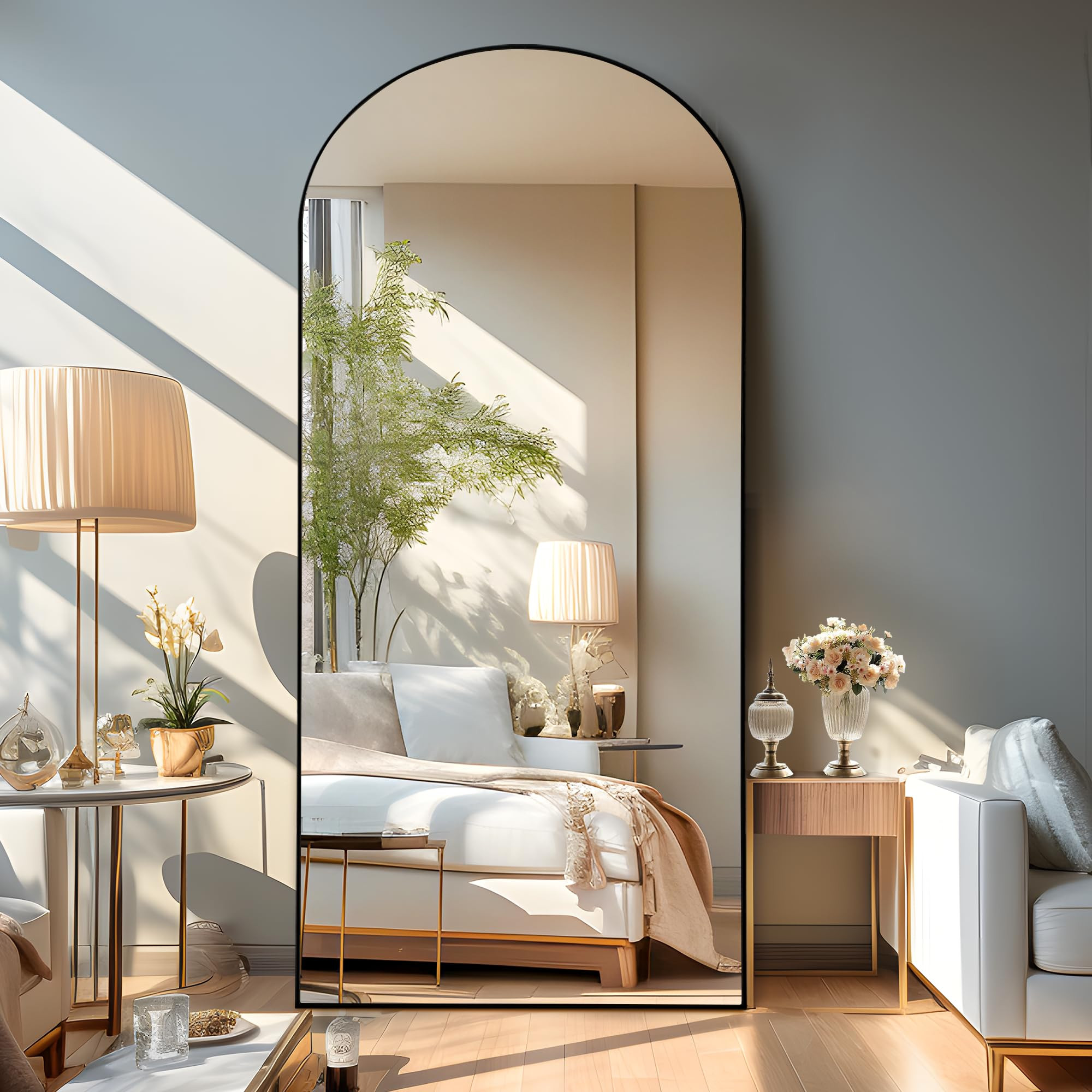 NicBex Oversized Full-Body Mirror, Large Arched Full Length Mirror with Stand, 76"x35" Aluminum A... | Amazon (US)