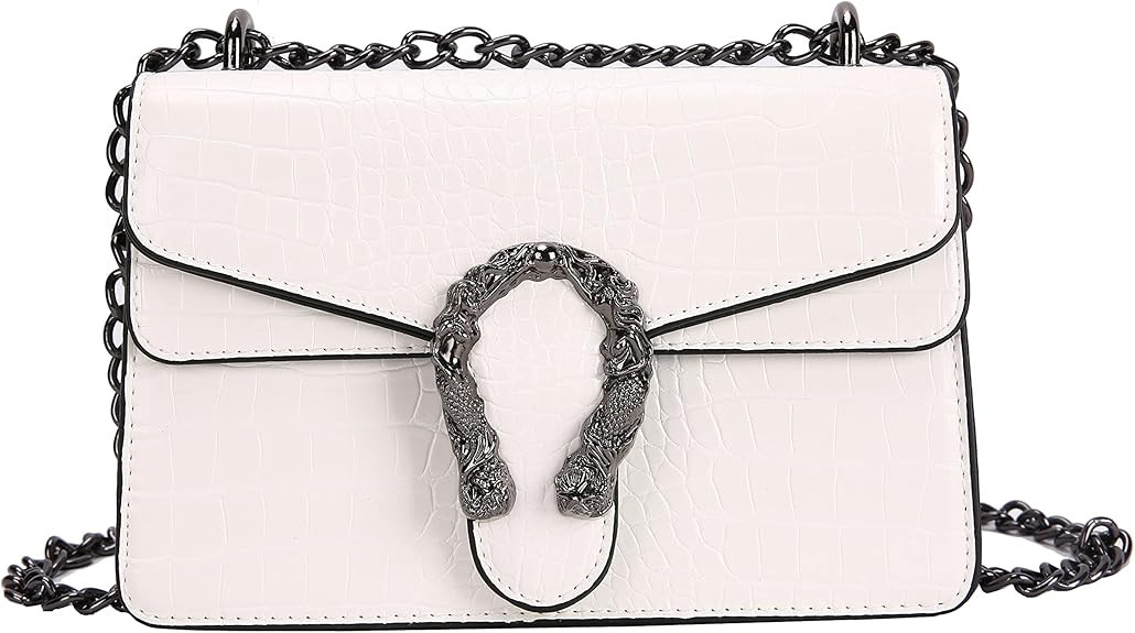 Crossbody Shoulder Evening Bag for Women - Snake Printed Leather Messenger Bag Chain Strap Clutch... | Amazon (US)