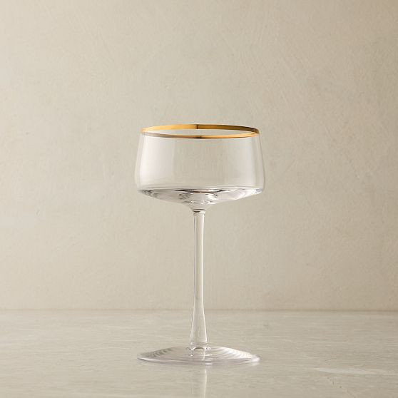 Horizon Gold Rimmed Glassware, Champagne Coupe, Set of 8 | West Elm (US)