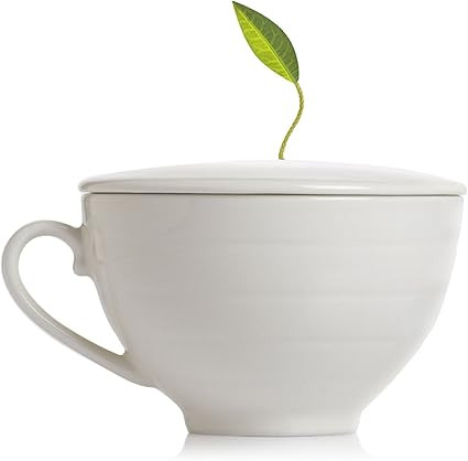 Tea Forte Cafe Cup Porcelain Tea Cup and Lid, Custom Cover Keeps Tea Hot While Steeping | Amazon (US)