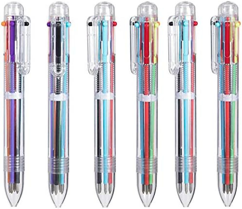Eeoyu 6 Pack Multicolor Pens 0.5mm 6-in-1 Retractable Ballpoint Pens 6 Colors Transparent Barrel ... | Amazon (US)