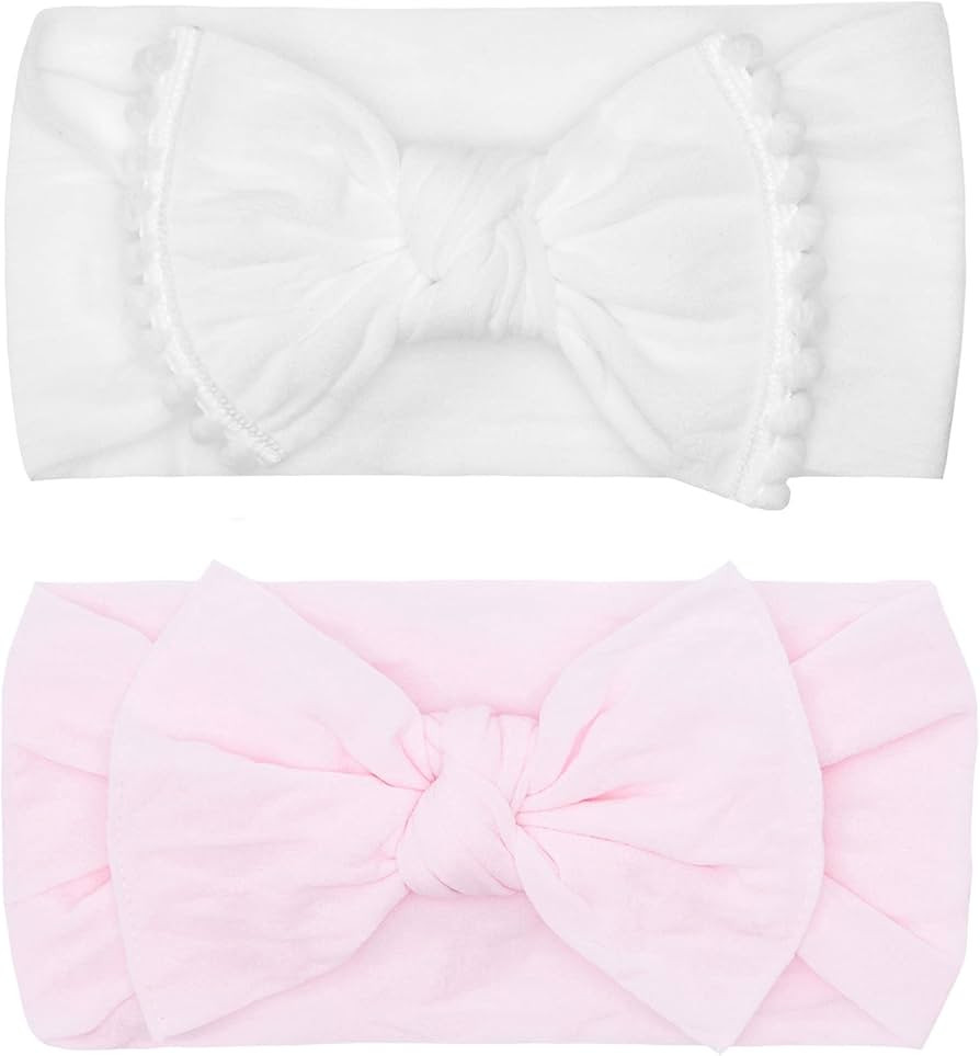Baby Bling Bows Newborn to Little Girls Hair Bow - Trimmed and Classic Knot Headbands Toddlers Ha... | Amazon (US)
