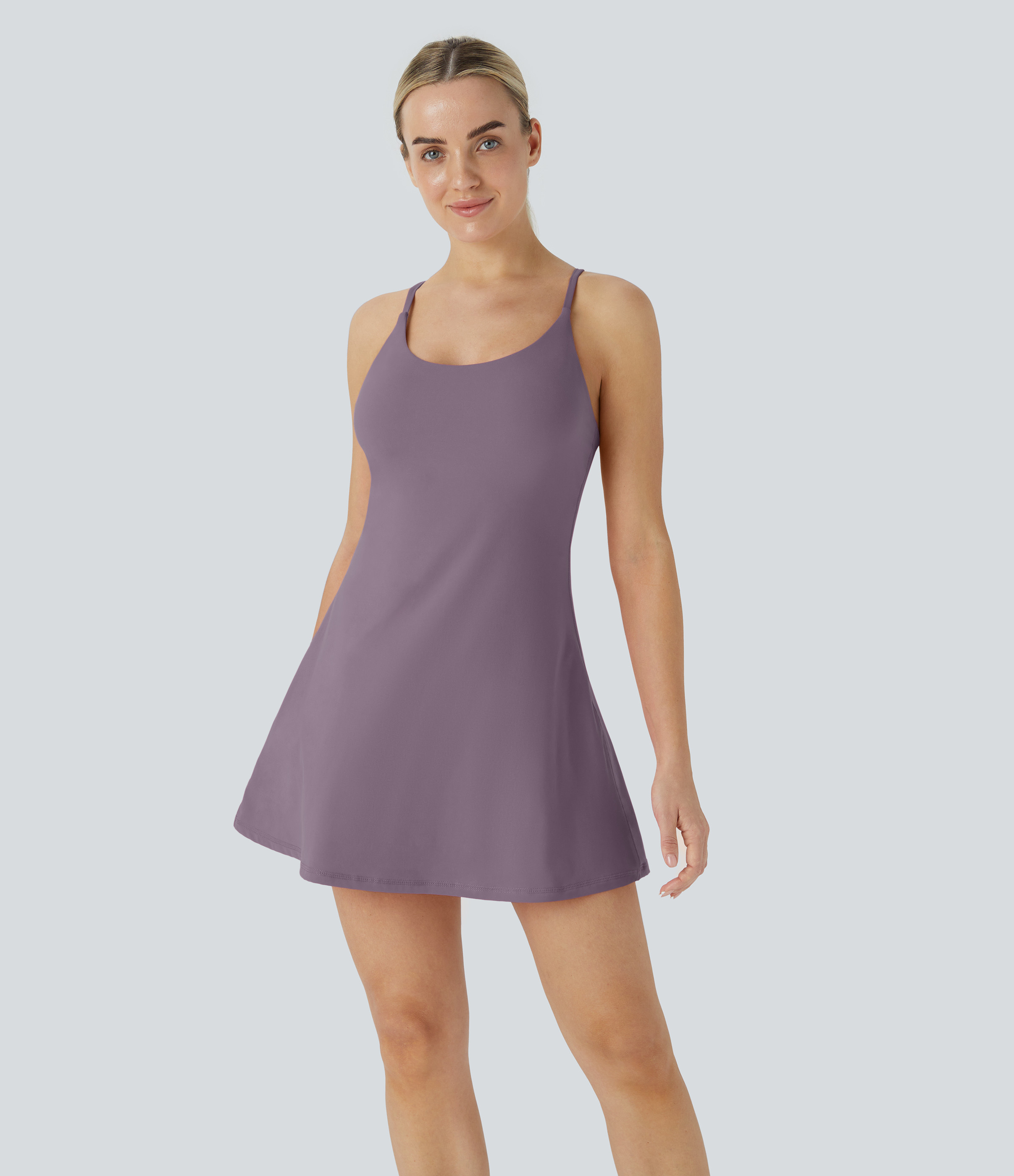 Halara Softlyzero™ Plush Backless Active Dress Workout Dress - Tulip Purple - XS | HALARA