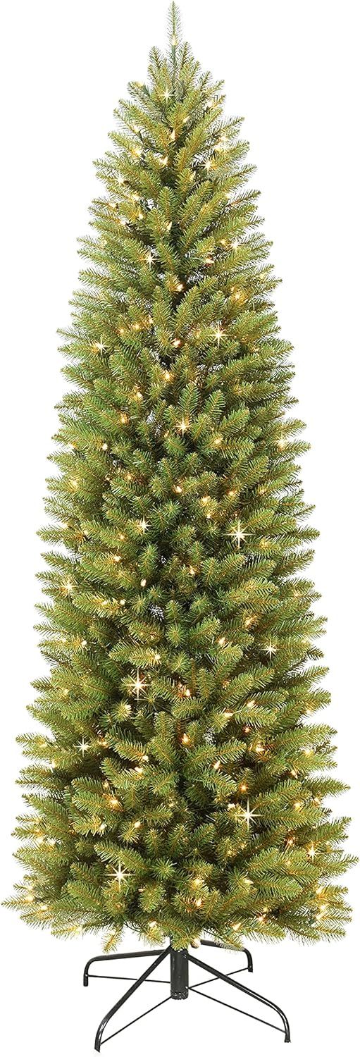 Puleo International 7.5 Foot Pre-Lit Fraser Fir Pencil Artificial Christmas Tree with 350 UL List... | Amazon (US)