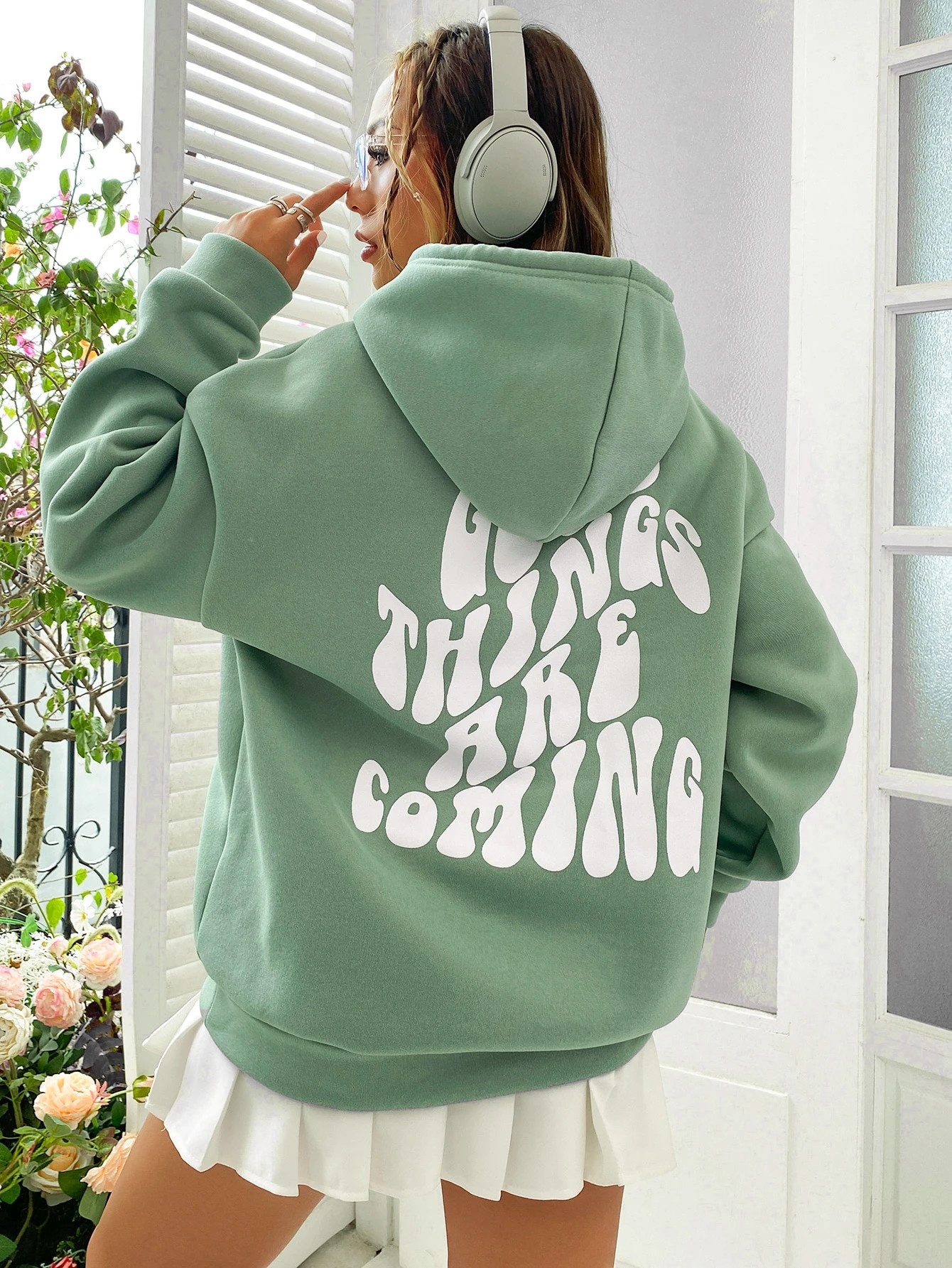 Slogan Graphic Drop Shoulder Drawstring Thermal Lined Hoodie4.89(1000+) | SHEIN