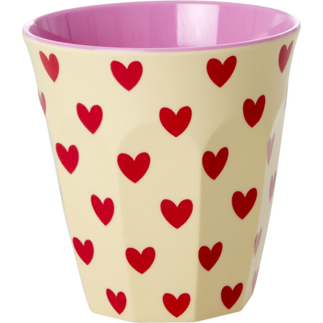 Melamine Darling Hearts Print Medium 8.4oz Cup, Cream - Rice By Rice Tableware | Maisonette | Maisonette