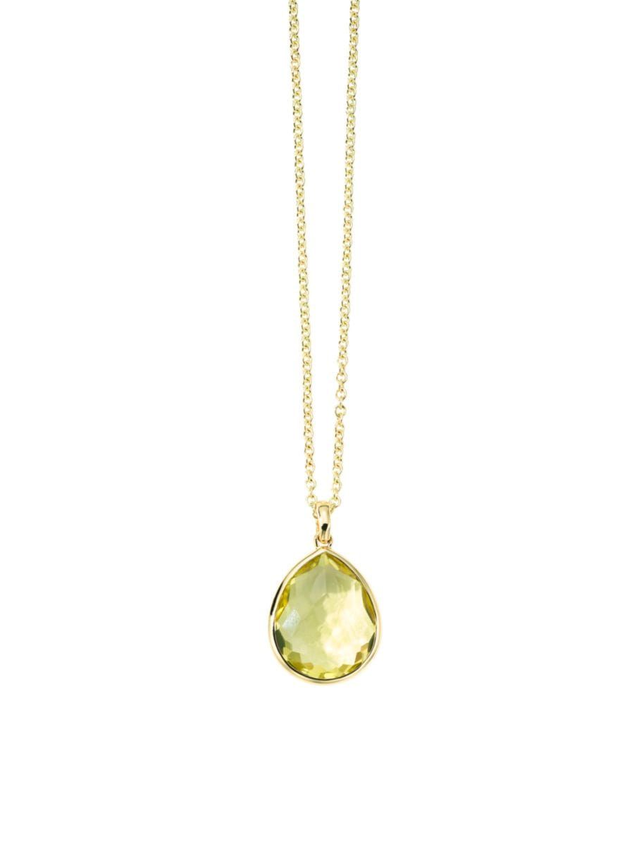 Rock Candy® 18K Gold & Green-Gold Citrine Medium Teardrop Pendant Necklace | Saks Fifth Avenue