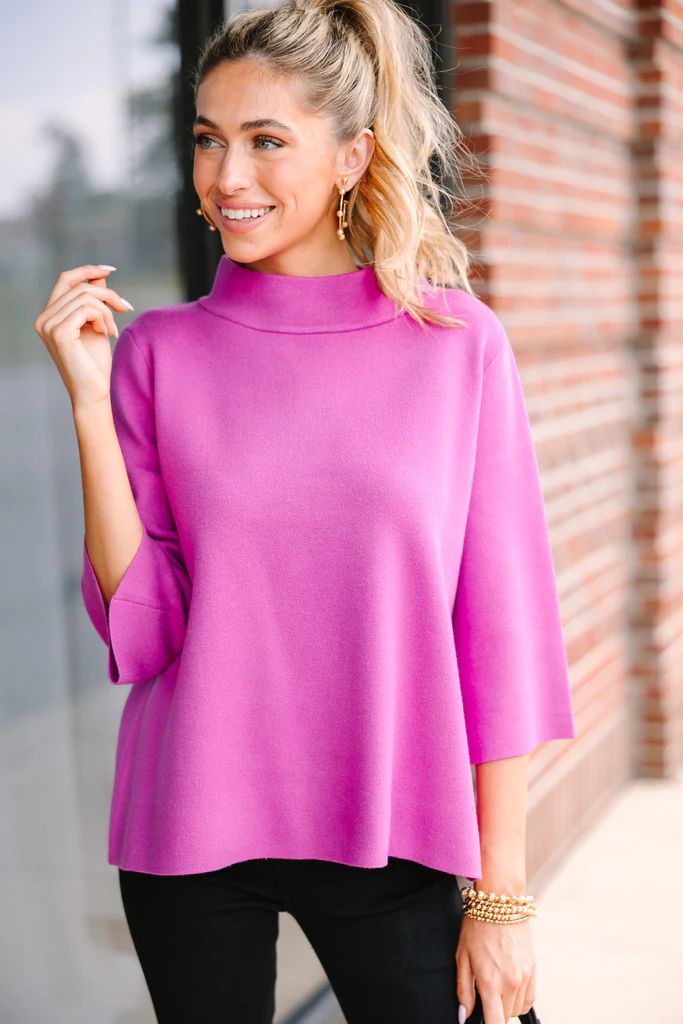 Fate: Feeling Fine Magenta Purple Mock Neck Sweater | The Mint Julep Boutique