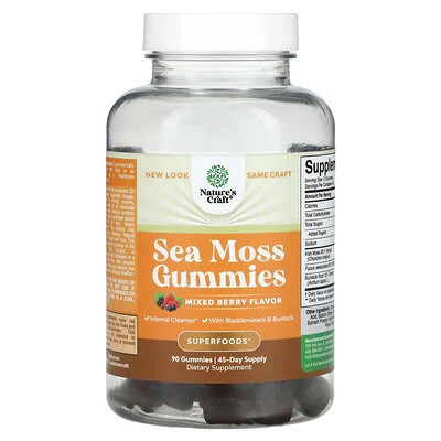 Nature's Craft, Sea Moss Gummies, Mixed Berry, 90 Gummies | iHerb