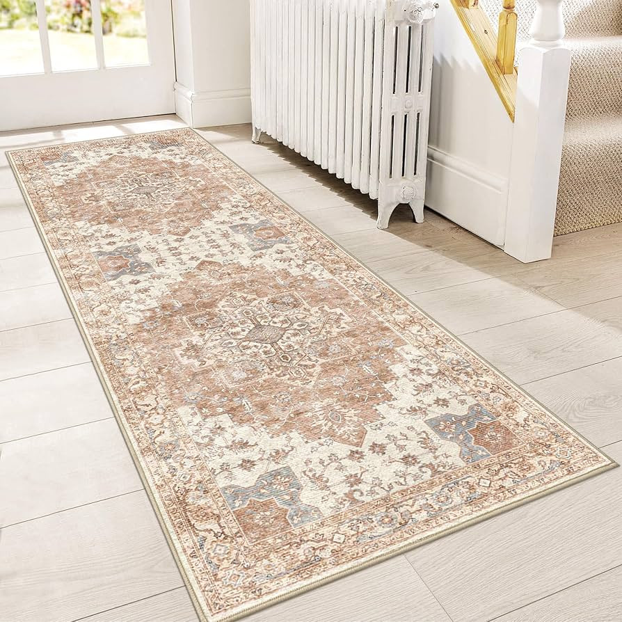 GENIMO Runner Rug 2x5, Machine Washable Runner, Non Slip Vintage Hallway Runner Rug, Low Pile Lig... | Amazon (US)