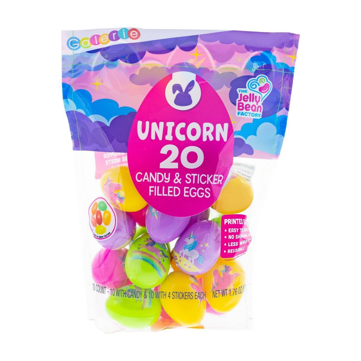 Galerie Easter Printed Unicorn Egg Bag with Jelly Beans - 1.76oz/20ct | Target