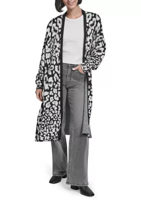 DKNY Women's Leopard Print Cardigan Sweater, XS/S | Belk