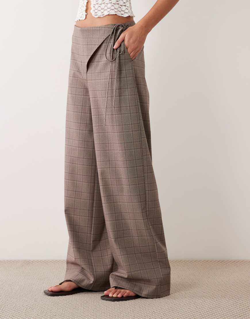 ASOS DESIGN wrap front tie detail tailored pants in-Gray | ASOS (Global)