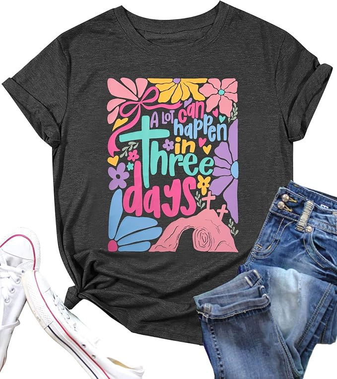 A Lot Can Happen in 3 Days Shirt Women Christian Easter Tshirts Casual Short Sleeve Religious Quo... | Amazon (US)