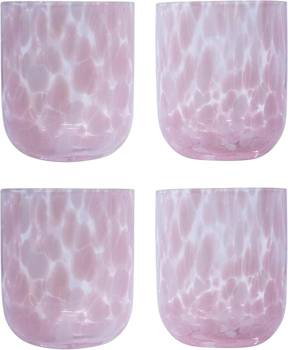 Stephanie Imports Set of 4 Handcrafted Double Old-Fashioned Confetti Drinking Glasses, 12 oz (Bab... | Amazon (US)