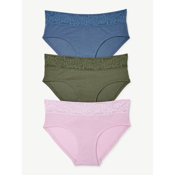 Joyspun Women's Modal and Lace Hipster Panties, 3-Pack, Sizes to 3XL - Walmart.com | Walmart (US)
