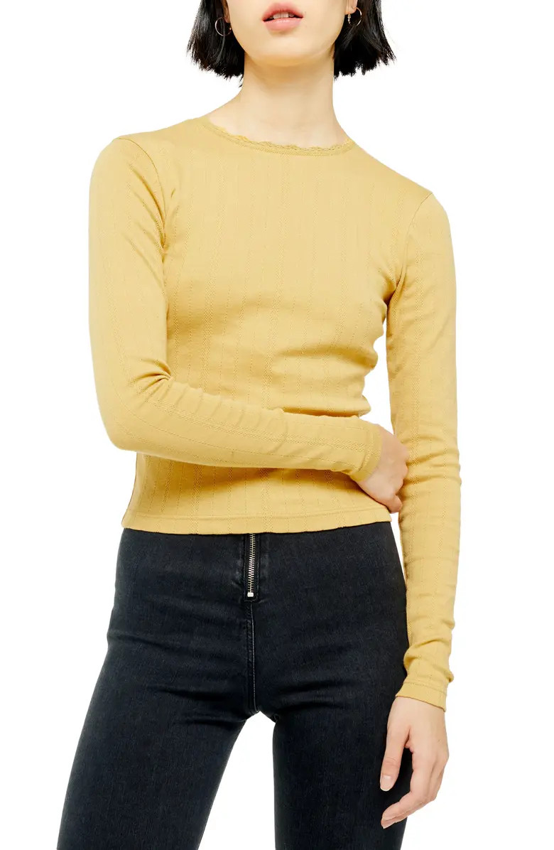 Long Sleve Pointelle Top | Nordstrom