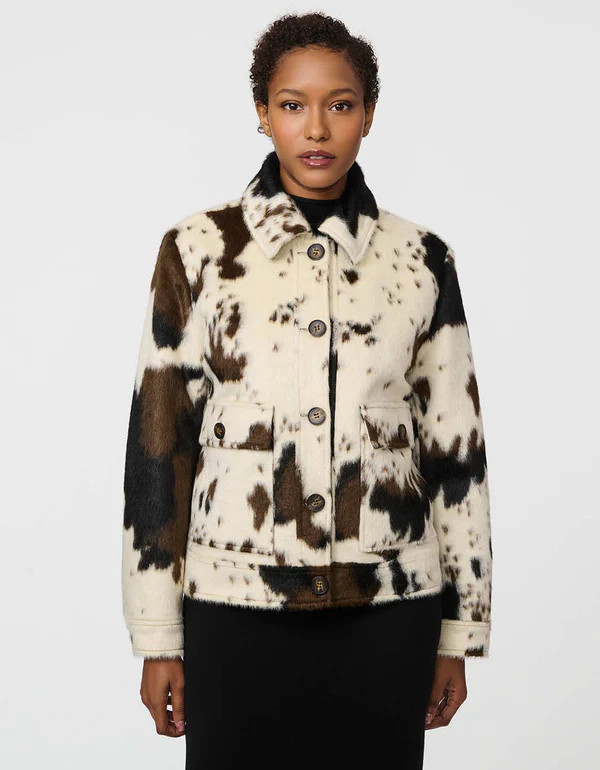 Dakota Cow Print Jacket | Bernardo Fashions