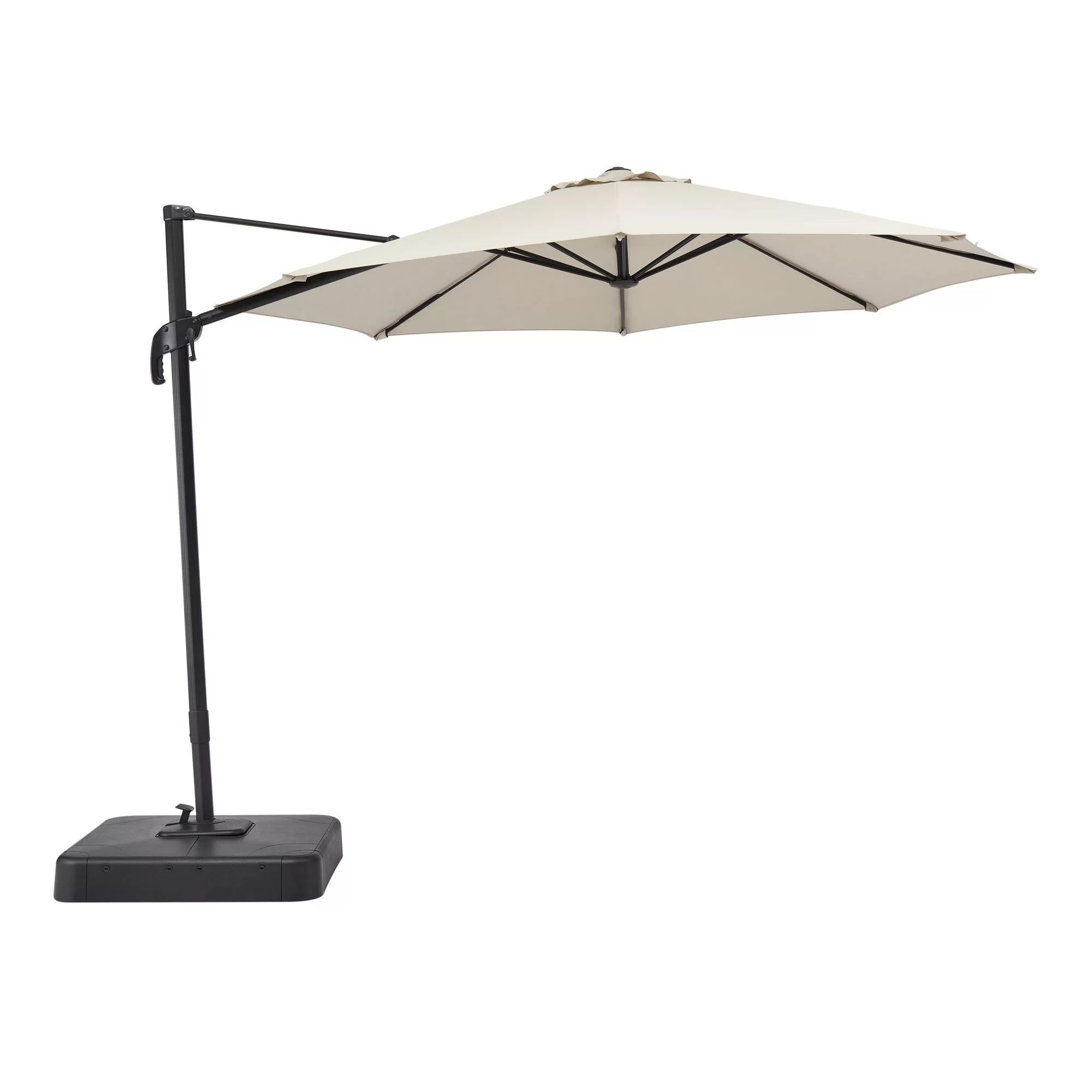 Mainstays Outdoor 10' Round Offset Tilt Patio Umbrella and Base, Stone - Walmart.com | Walmart (US)