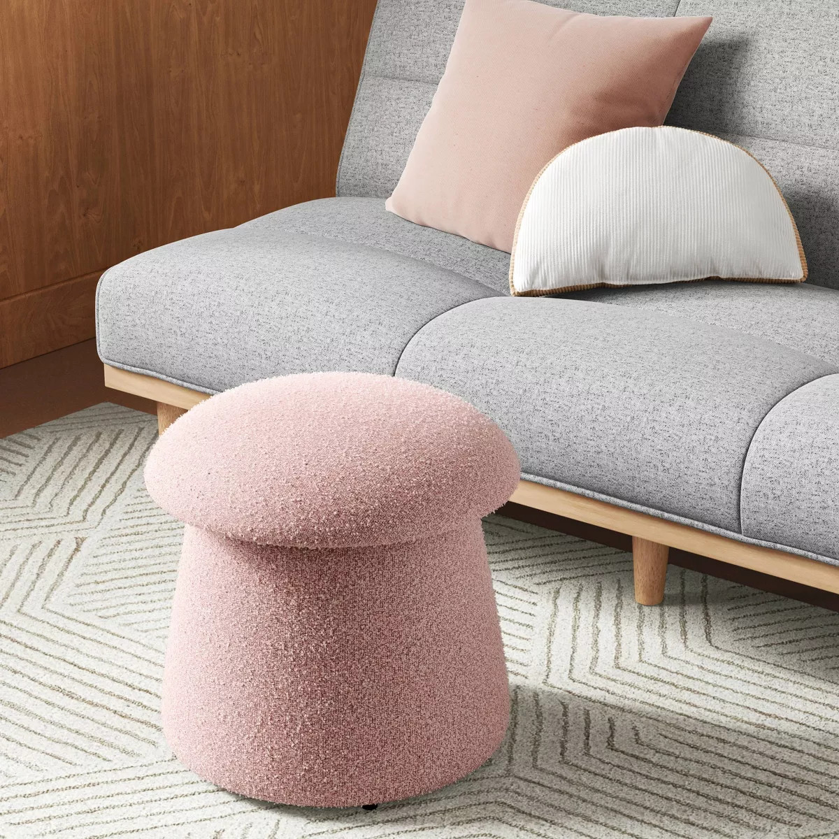 Mushroom Upholstered Storage Ottoman Pink Boucle- Room Essentials™ | Target