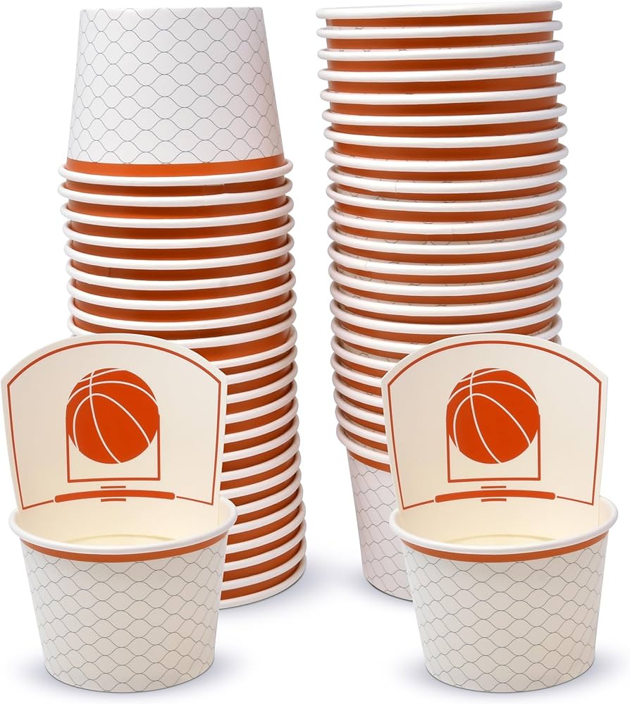 Gift Boutique 48 Count Basketball Hoop Treat Snack Cups 10oz Disposable Paper Cup Dessert Frozen ... | Amazon (US)