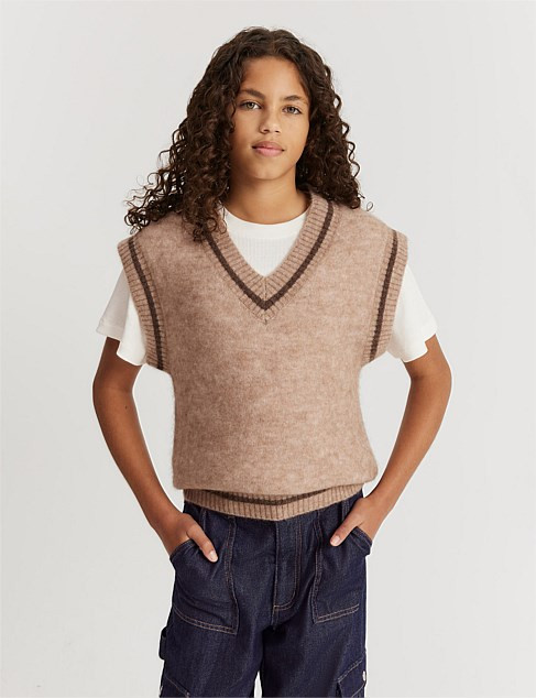 Country Road Teen Fluffy Knit Vest | David Jones | David Jones (Australia & New Zealand)