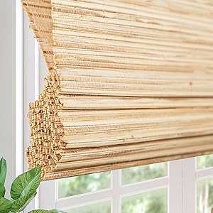 Cordless Blackout Bamboo Roman Shades, Easy Installation Natural Woven Wood Window Shades, Custom... | Amazon (US)