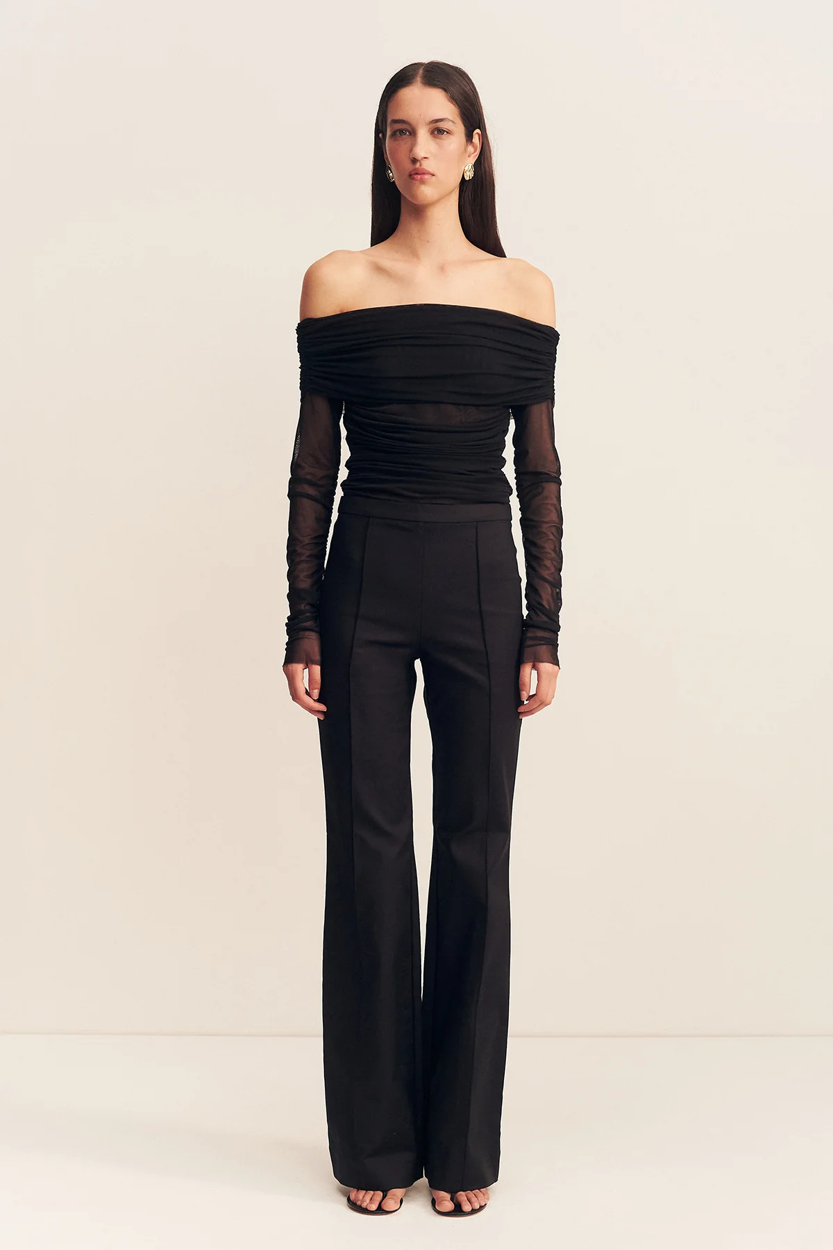 Mira Long Sleeve Off Shoulder Top | Black | Tops | Shona Joy | Shona Joy