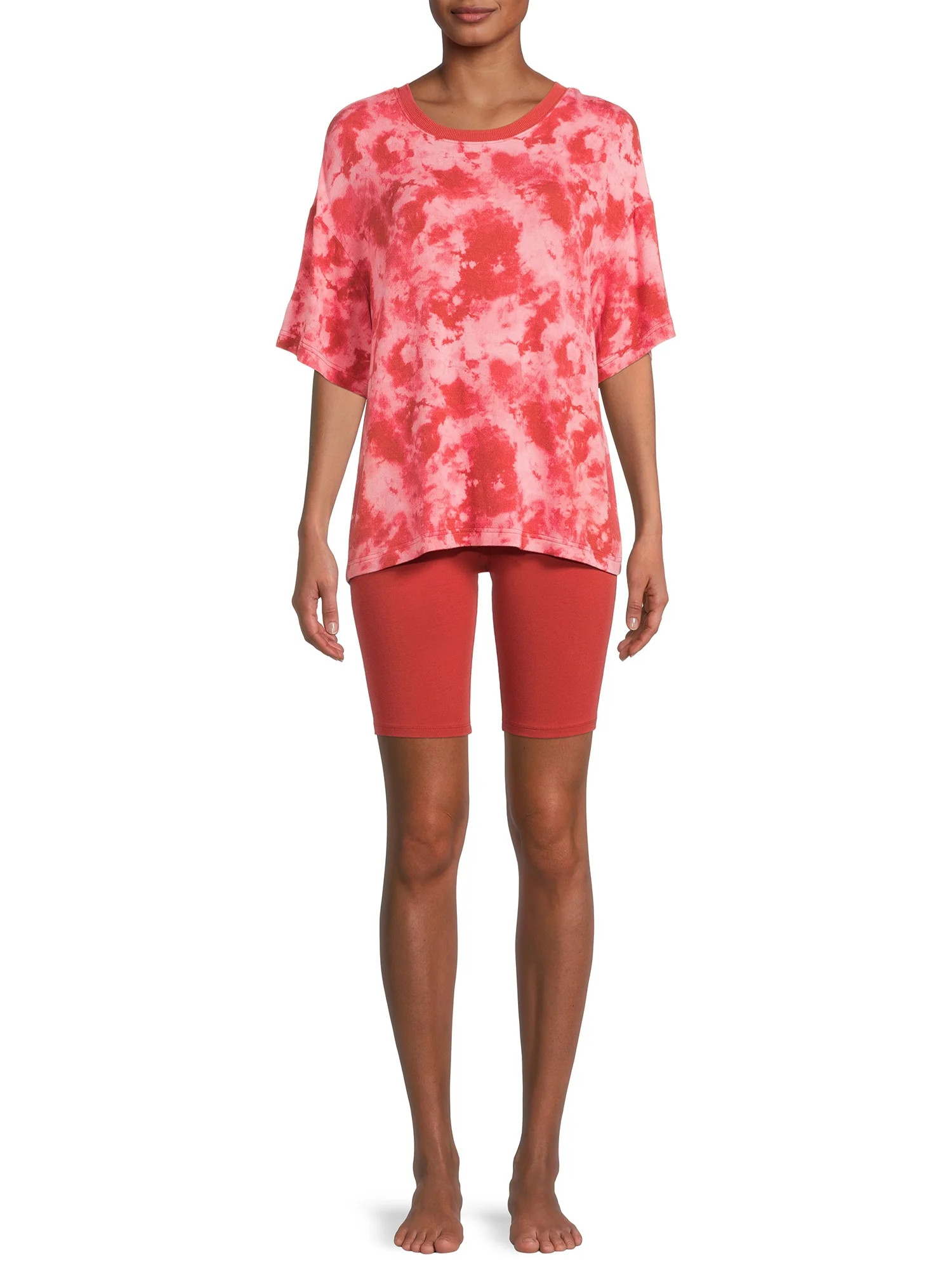 Secret Treasures Women's Plus Size T-Shirt and Bike Shorts Lounge Set, 2-Piece | Walmart (US)