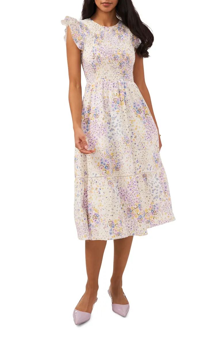 1.STATE Smocked Bodice Cotton Midi Dress | Nordstrom | Nordstrom