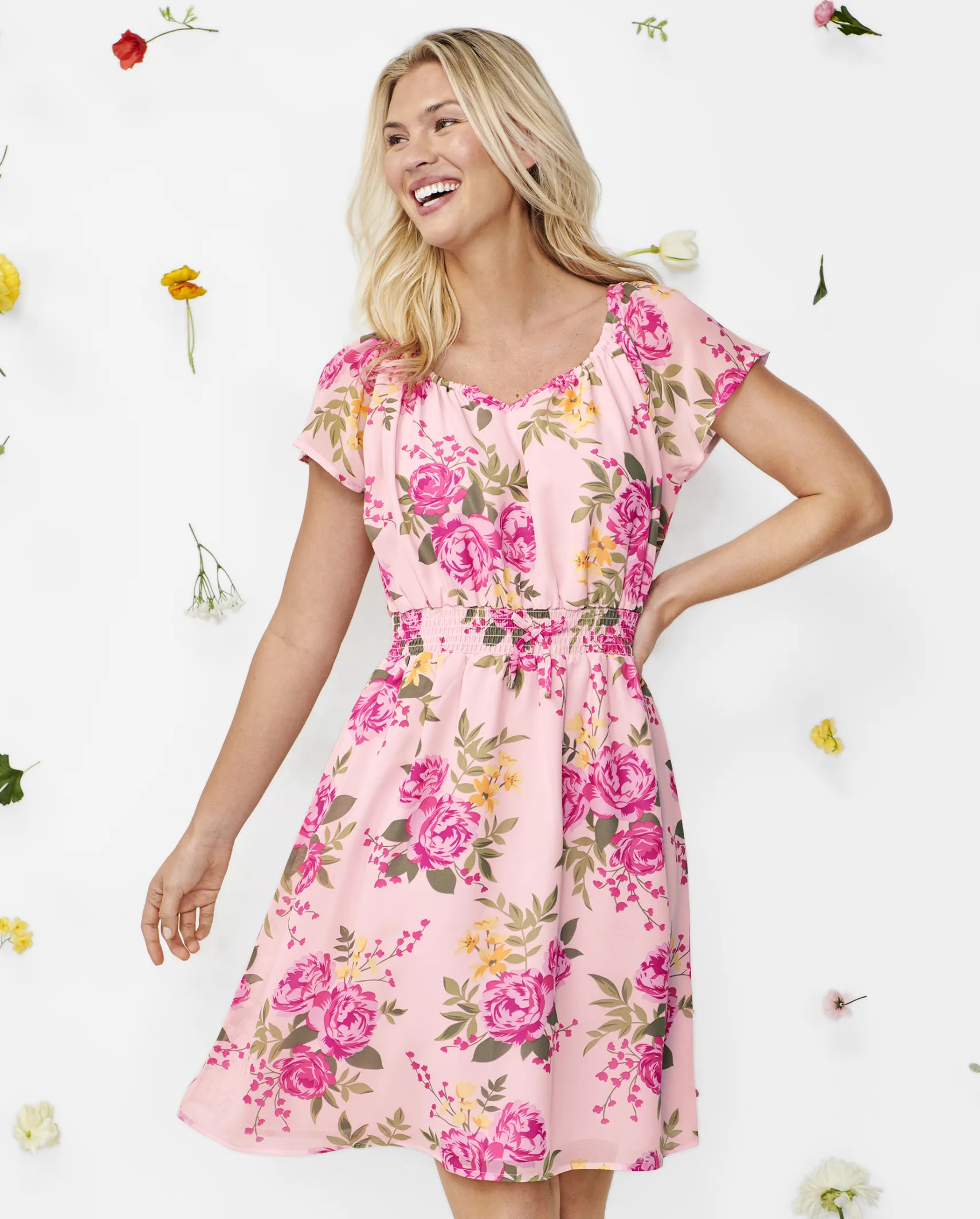 Womens Mommy And Me Floral Smocked Dress - rose mist | The Children's Place