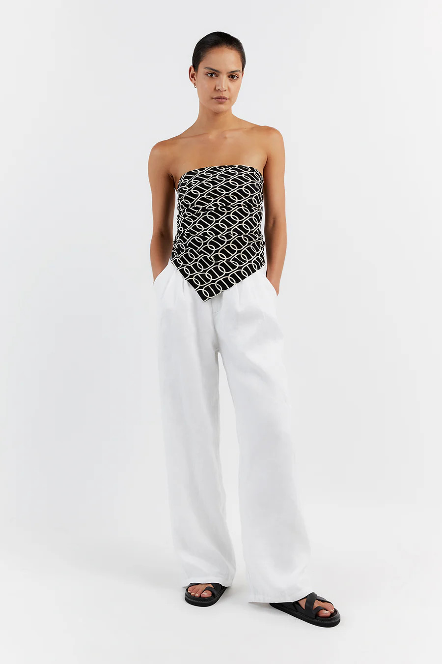 IZZIE CHAIN VISCOSE PRINTED SCARF TOP | DISSH